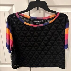 Crowned Athletics Geodesic Night Mesh Crop Tee